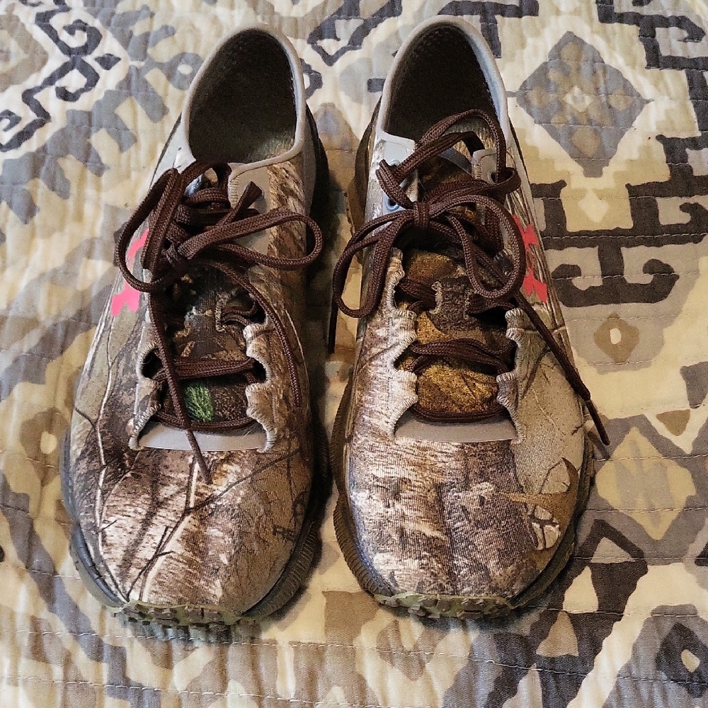 Under Armour Camo Athletic Shoes with Pink Accents